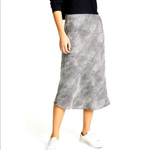 Re:named satin black and white leopard print midi skirt. Worn once!
